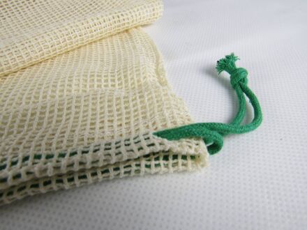 Netzbeutel aus Baumwolle mit Kordelzug - VE 100 Stück