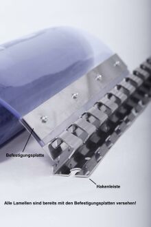 PVC-Streifenvorhang 300 x 3 mm - Torbreite von bis zu 100 cm x Torhöhe 300 cm blau-transparent